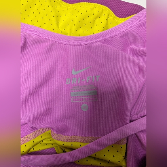 Nike Dri-fit Womens Tank Top Medium Pink Yellow Color Block Mesh - Picture 4 of 9